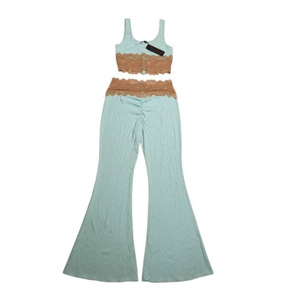 Beach Bunny Set Flare Pants Tank Lace Womens Large Beach Wear Swim Cover - Picture 4 of 8